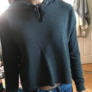 dark grey crop top hoodie